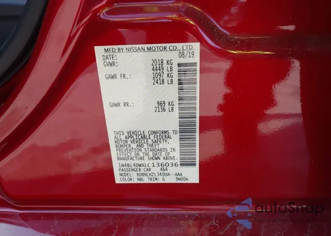 2020 Nissan Altima Sv Intelligent Awd из США, поврежденный, VIN 1N4BL4DWXLC136036